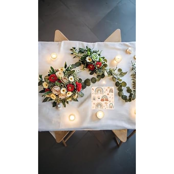 BOHO RAINBOW NAPKINS SET60 PCS 13X13 INCH PAPER PARTY NAPKINS FOR BIRTHDAY, BOHEMIAN RAINBOW TABLE DECORATIONS & SUPPLIES - Image 4